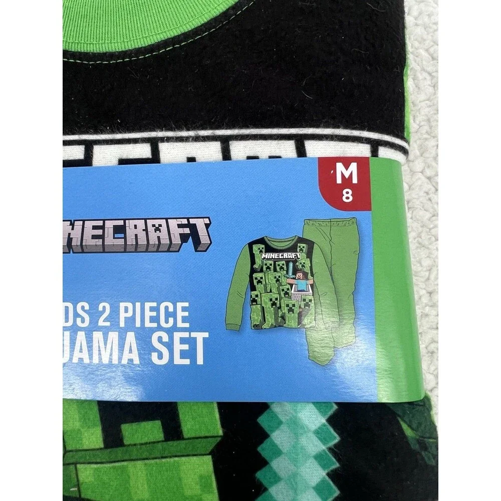 Minecraft Pajamas Boys Medium Size 8 Fleece 2-Piece Long Sleeve Shirt Pants TNT